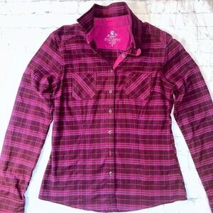 EUC Women’s Medium Kuhl Pink LS Plaid Outdoor Hiking Shirt